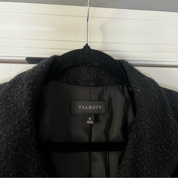 Talbots Wool Blend Black Sparkly Blazer Coat Size 18 Holiday Sparkle Glitter - Picture 5 of 7